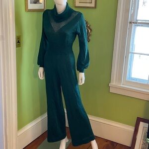 Wenjilli vintage 70s green sparkly knit jumpsuit